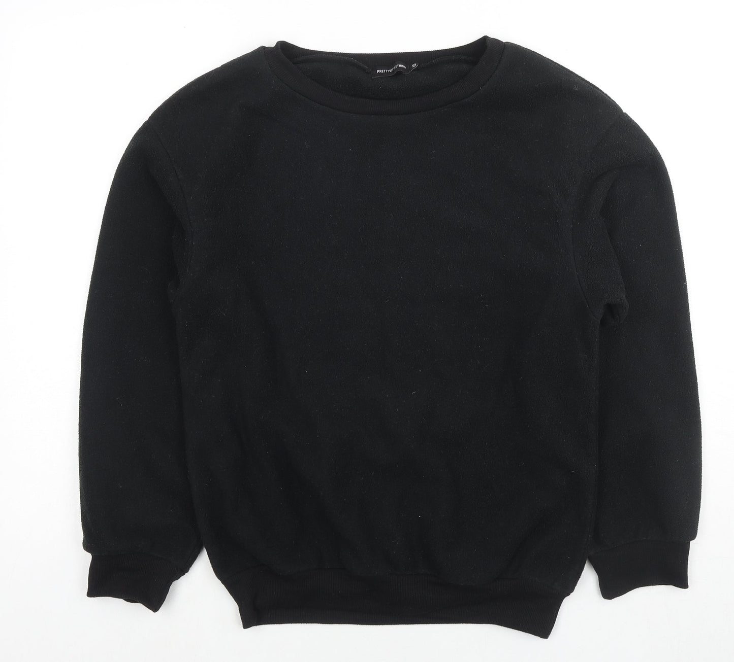 PRETTYLITTLETHING Mens Black Polyester Pullover Sweatshirt Size S