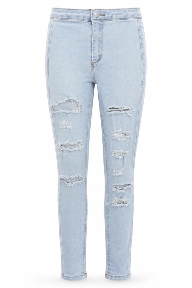 PRETTYLITTLETHING Womens Blue Cotton Skinny Jeans Size 6 L26 in Regular Zip