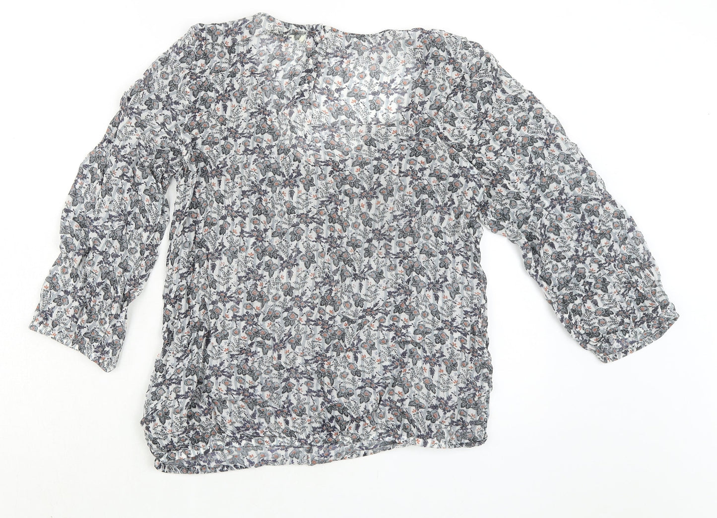 River Island Womens Multicoloured Floral Viscose Basic Blouse Size 14 V-Neck - Elasticated Waist