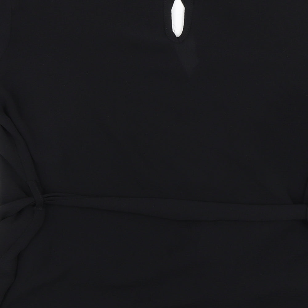 New Look Womens Black Polyester Basic Blouse Size 8 Round Neck - Key Hole Neck Line
