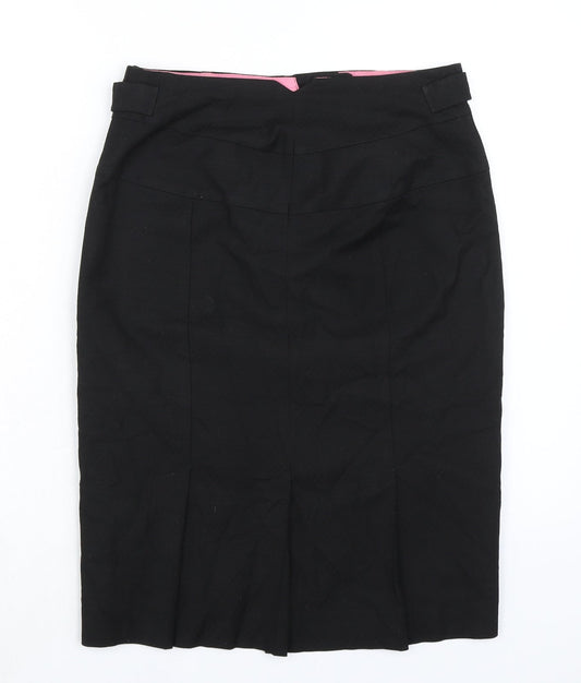 NEXT Womens Black Polyester A-Line Skirt Size 10 Zip - Pleated