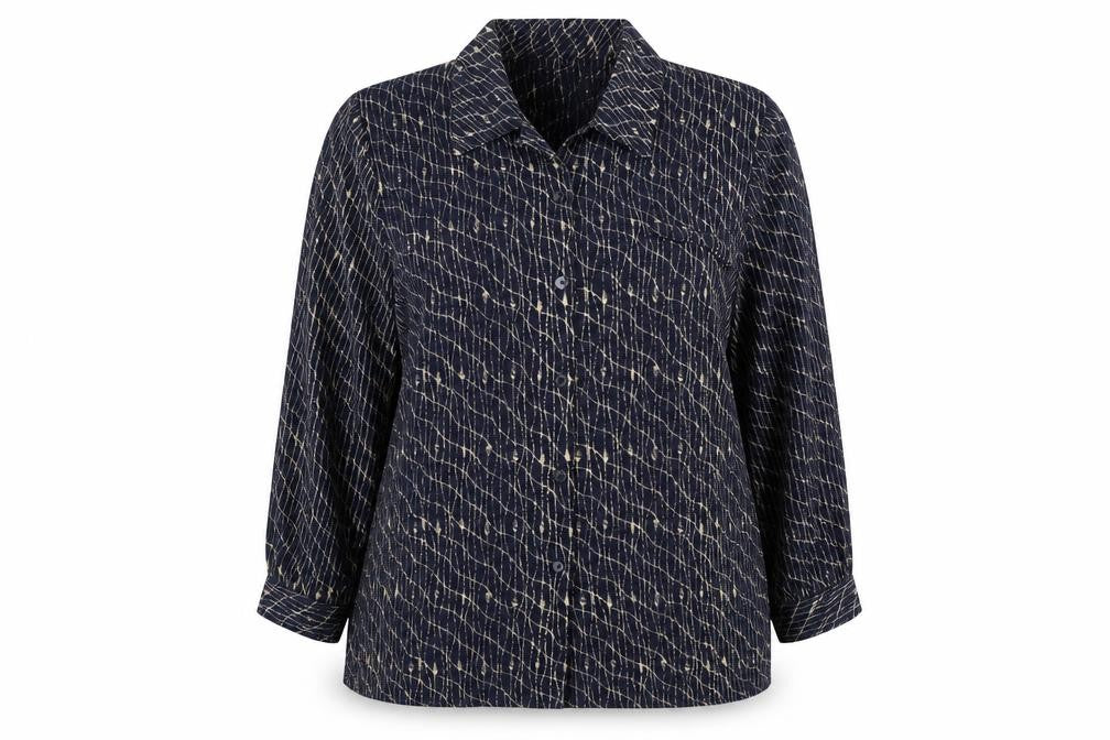 ELVI Womens Blue Polyester Basic Blouse Size 16 Collared - Shoulder Pads