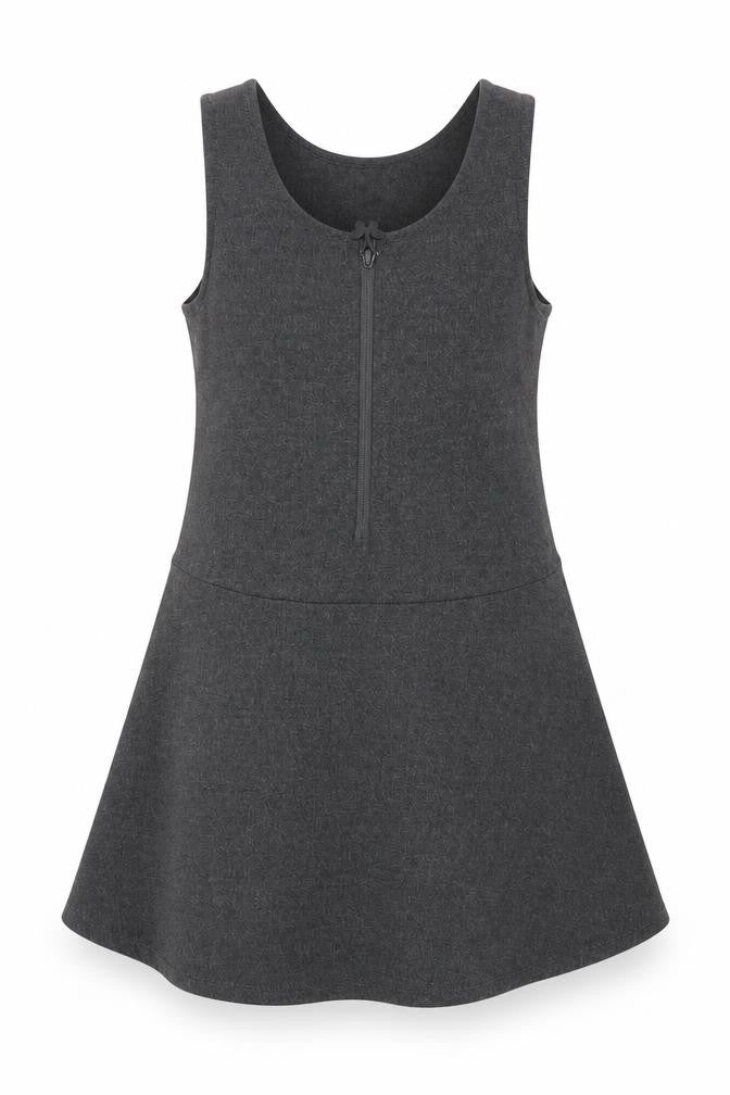 Marks and Spencer Girls Grey Polyester Skater Dress Size 2-3 Years Scoop Neck Zip