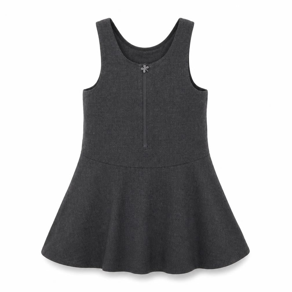 Marks and Spencer Girls Grey Polyester Skater Dress Size 2-3 Years Square Neck Zip