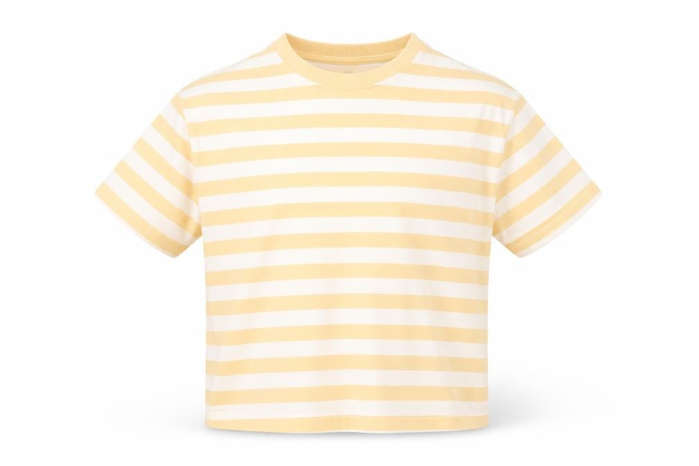 Marks and Spencer Boys White Striped Cotton Basic T-Shirt Size 8-9 Years Round Neck Pullover