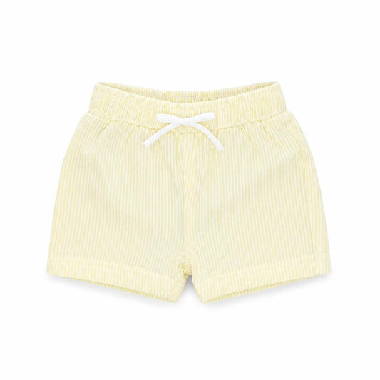 Marks and Spencer Boys Yellow Striped Cotton Shorts Outfit/Set Size 3-6 Months Drawstring - Swim Shorts