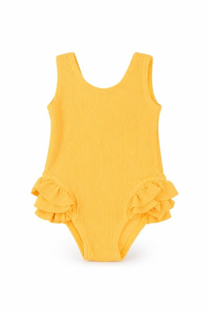 Front view of Marks & Spencer girls’ orange polyester unitard one-piece, size 0-3, months pullover