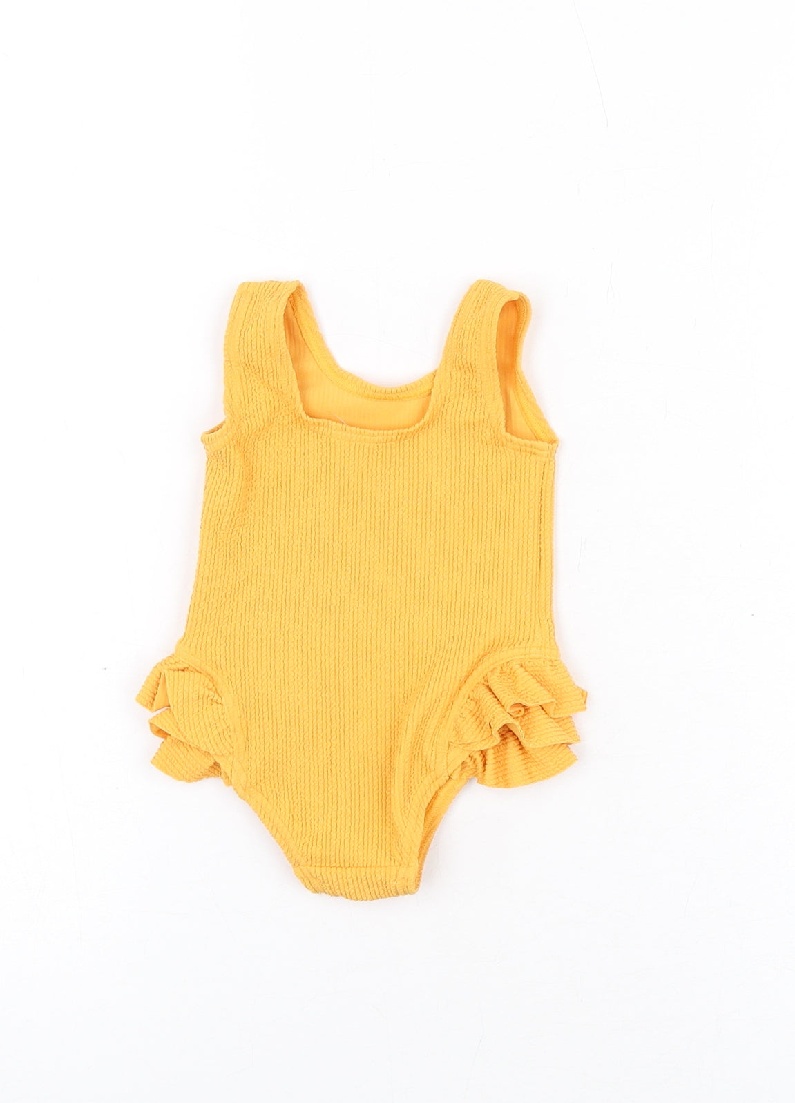 Back view of Marks & Spencer girls’ orange polyester unitard one-piece, size 0-3, months pullover