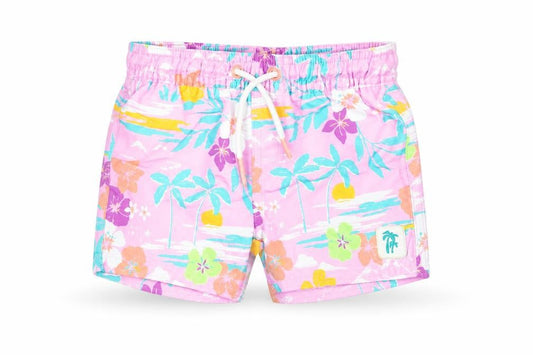 Marks and Spencer Boys Purple Floral Polyester Shorts Outfit/Set Size 0-3 Months Drawstring - Swim Shorts
