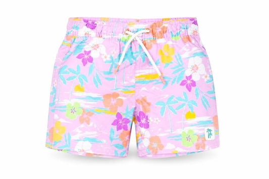 Marks and Spencer Boys Purple Floral Polyester Shorts Outfit/Set Size 18-24 Months Drawstring - Swim Shorts