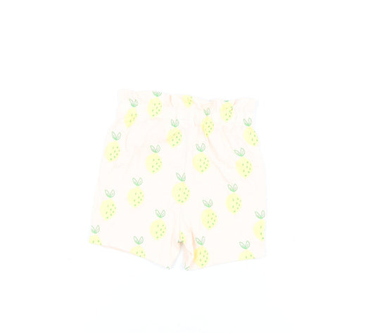 Marks and Spencer Girls Pink Geometric Cotton Shorts Outfit/Set Size 9-12 Months Pullover - Lemon Print