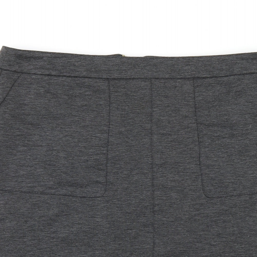 Wallis Womens Grey Polyester A-Line Skirt Size 10 Zip