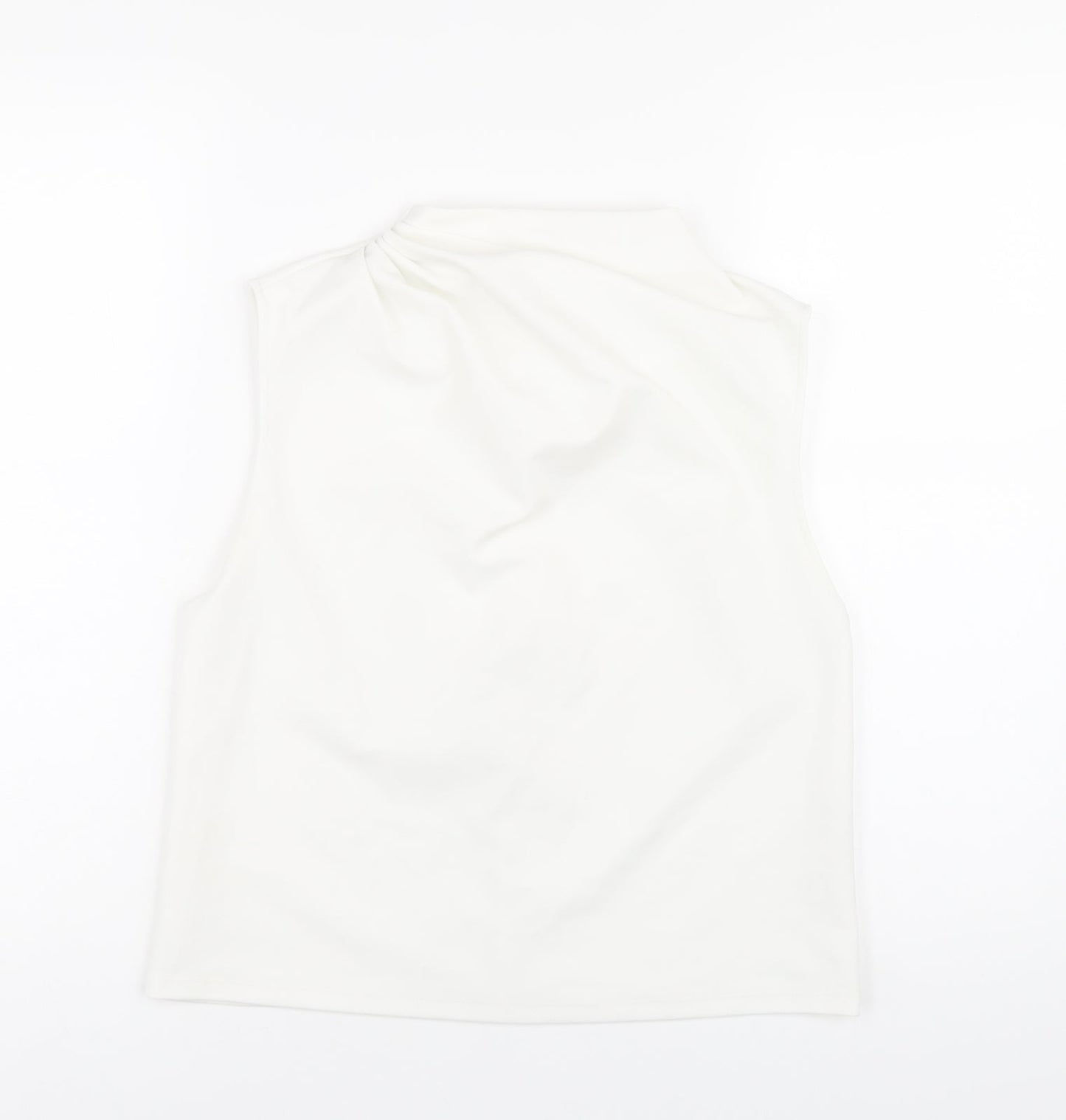 Zara Womens White Polyester Basic T-Shirt Size S Mock Neck