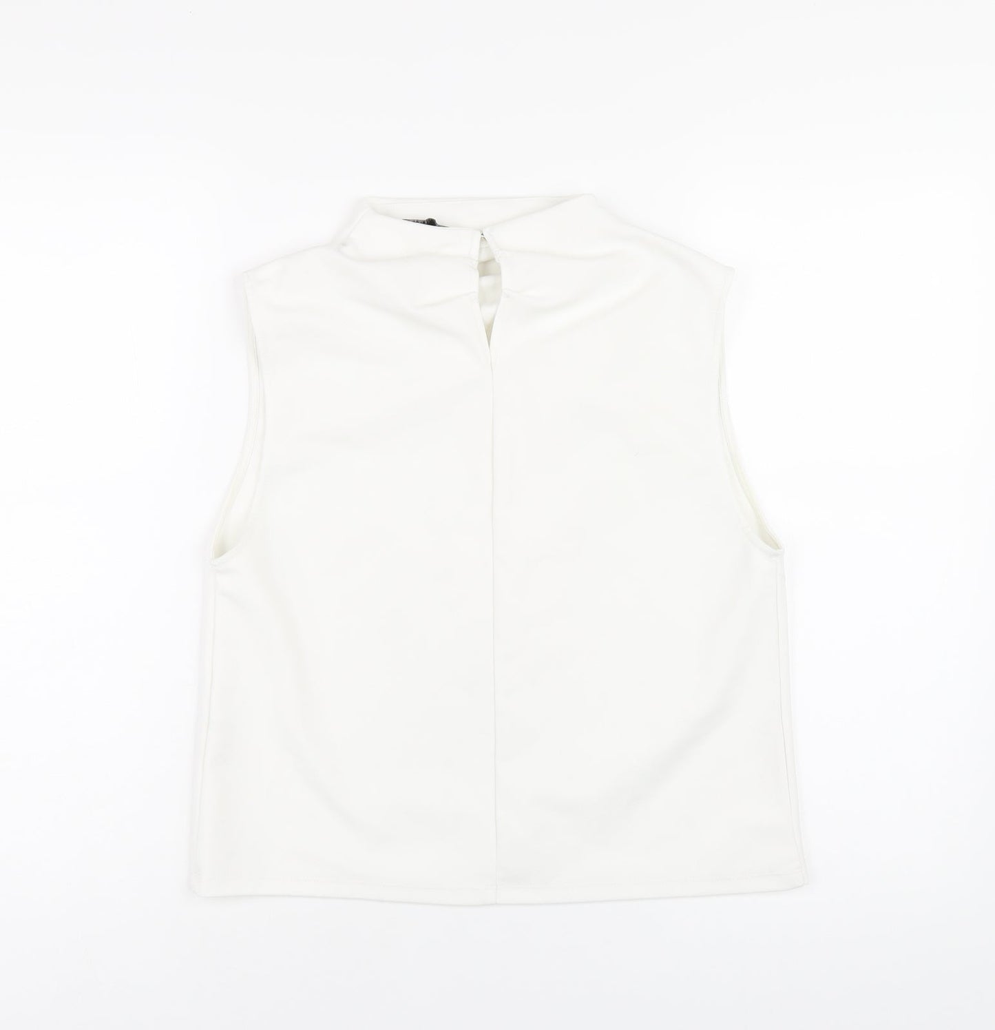 Zara Womens White Polyester Basic T-Shirt Size S Mock Neck