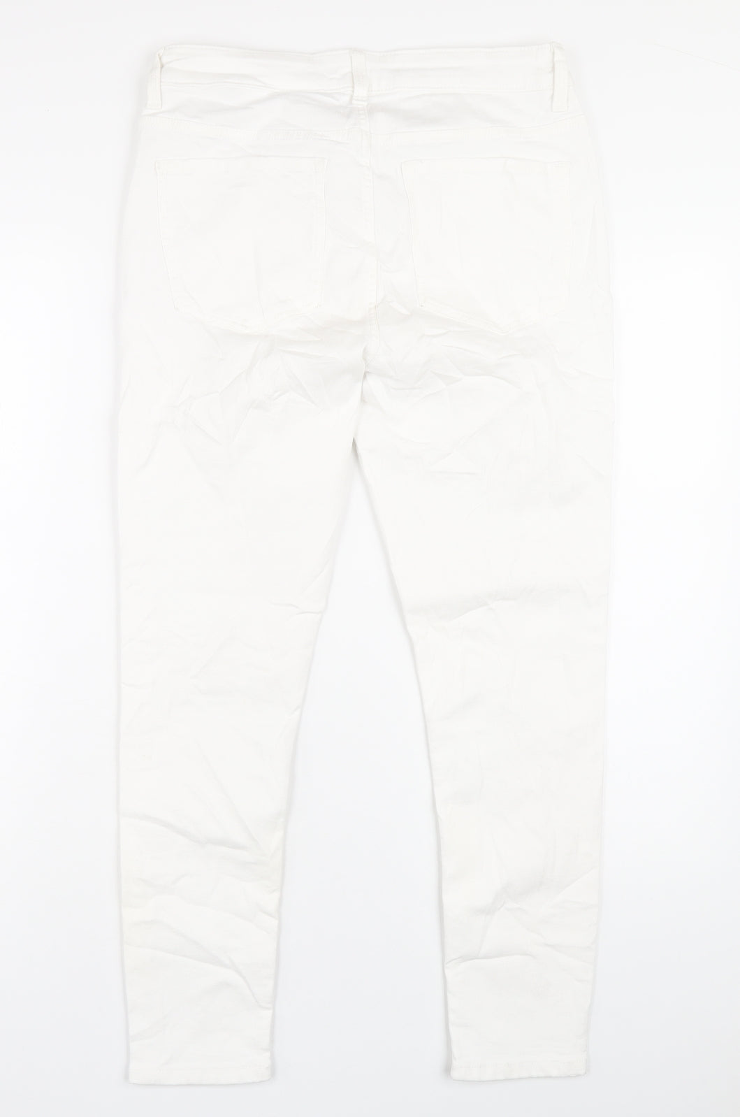 Marks and Spencer Womens White Cotton Skinny Jeans Size 12 L27 in Regular Zip
