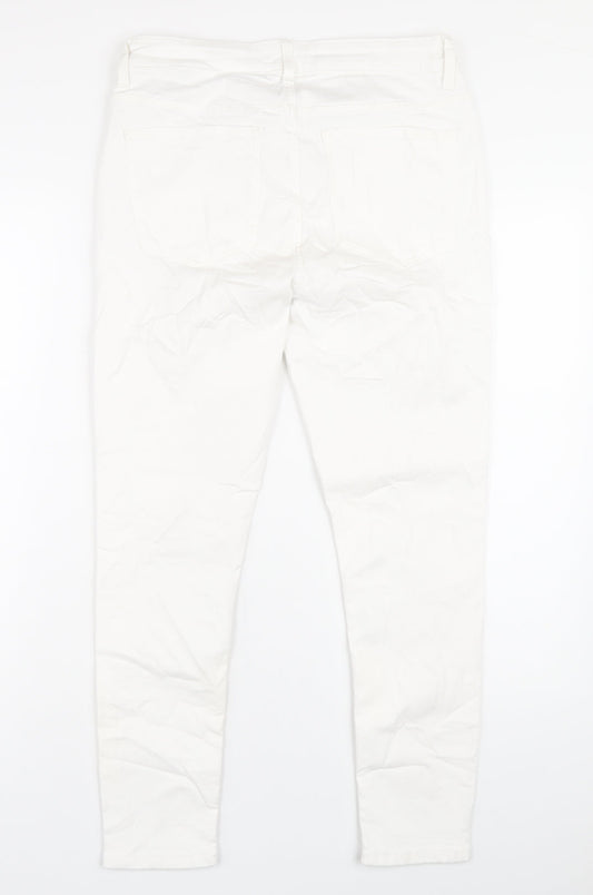 Marks and Spencer Womens White Cotton Skinny Jeans Size 12 L27 in Regular Zip