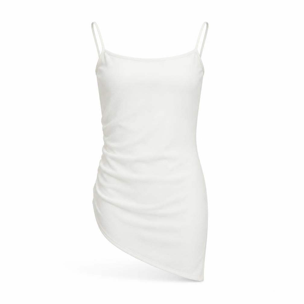 PRETTYLITTLETHING Womens White Polyester Camisole Tank Size 6 Cowl Neck - Asymmetric
