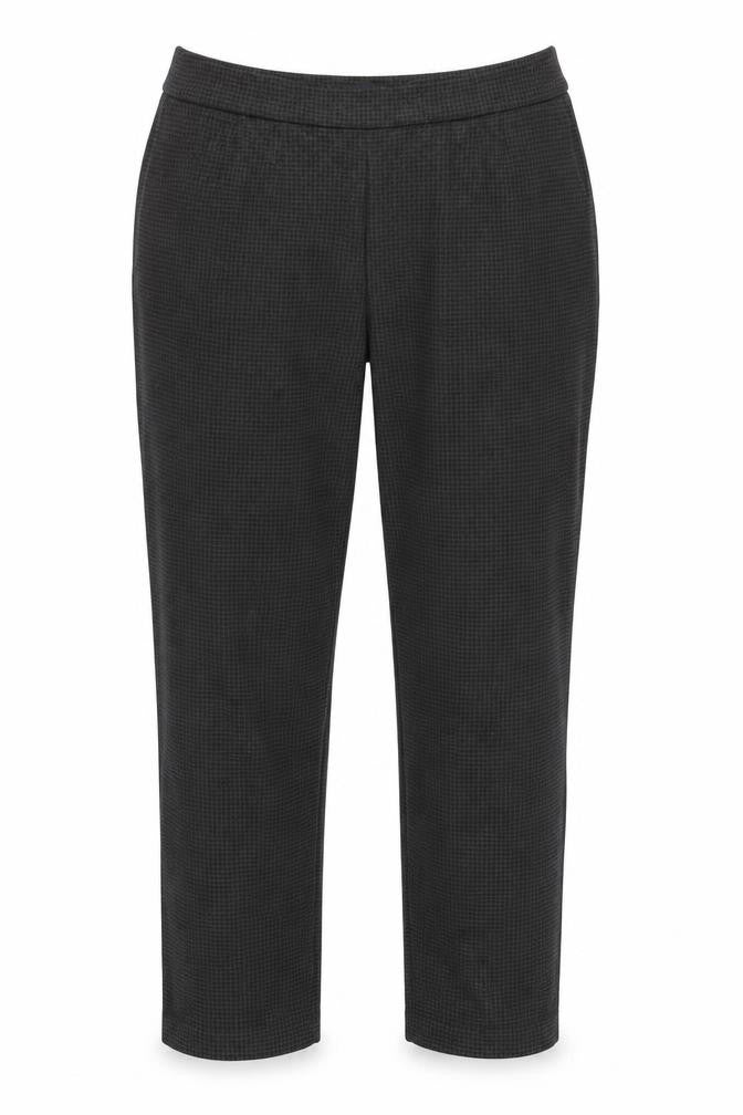 Marks and Spencer Womens Grey Geometric Viscose Trousers Size 24 L29 in Regular - Elastic Waist