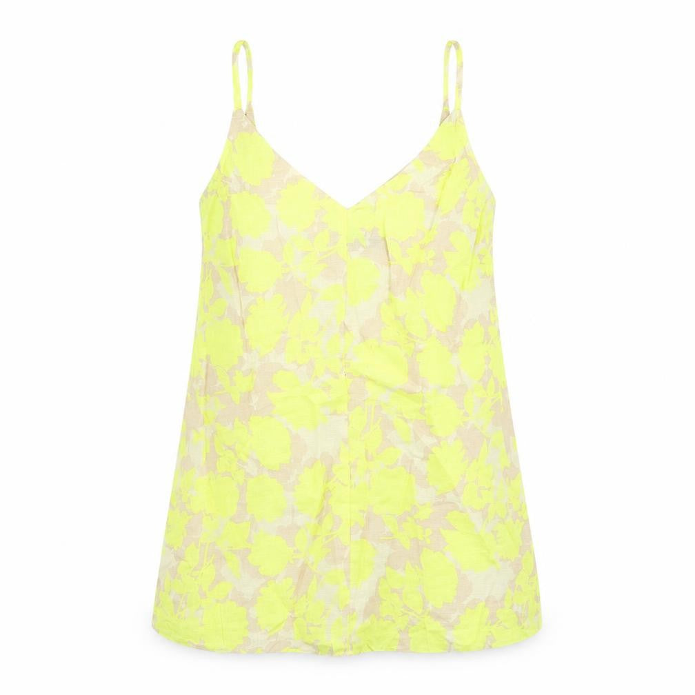 Marks and Spencer Womens Yellow Floral Linen Camisole Tank Size 6 V-Neck