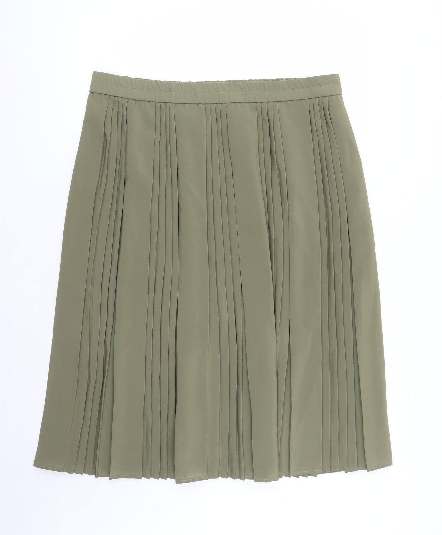 Canada Womens Green Polyester Pleated Skirt Size 14 - Elasticated Waist