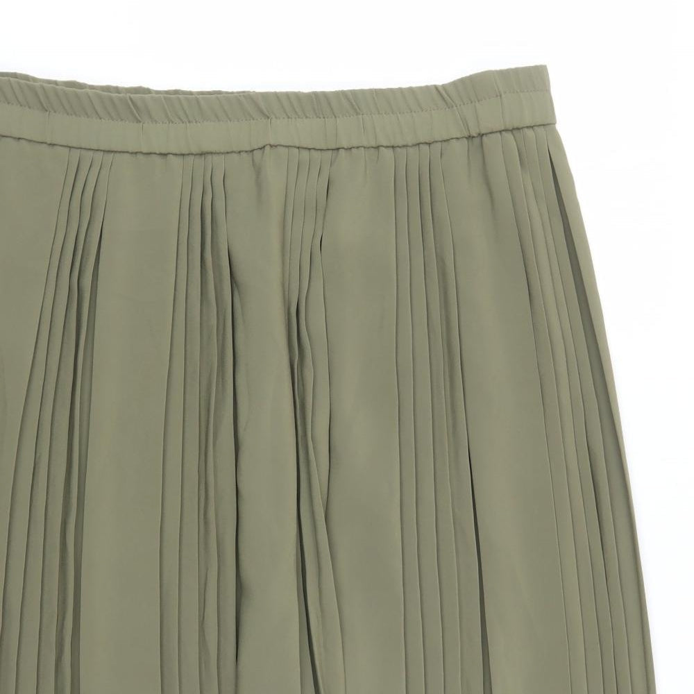 Canada Womens Green Polyester Pleated Skirt Size 14 - Elasticated Waist
