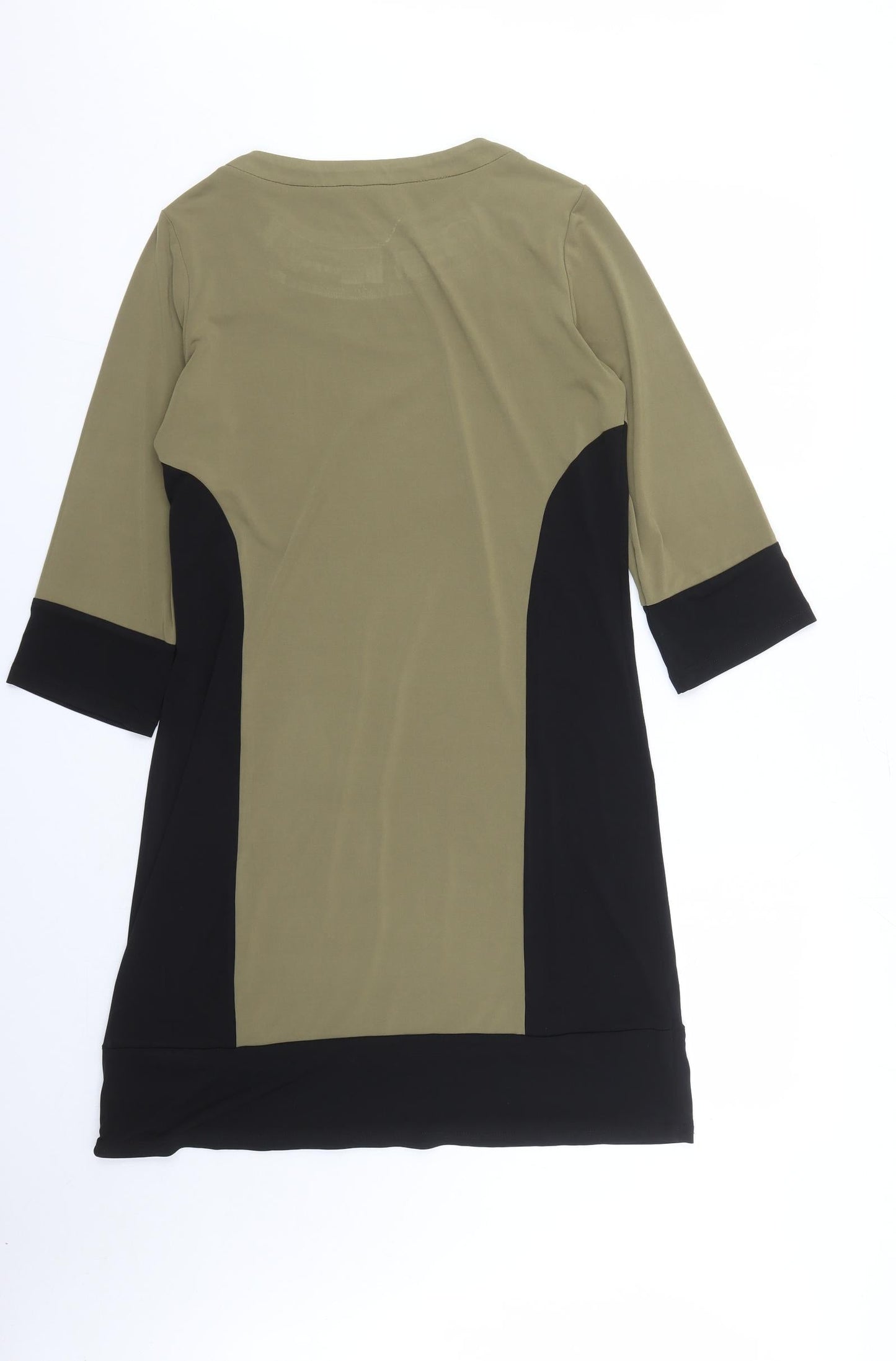 Together Womens Green Colourblock Polyester A-Line Size 12 Round Neck Pullover - Beaded Neckline