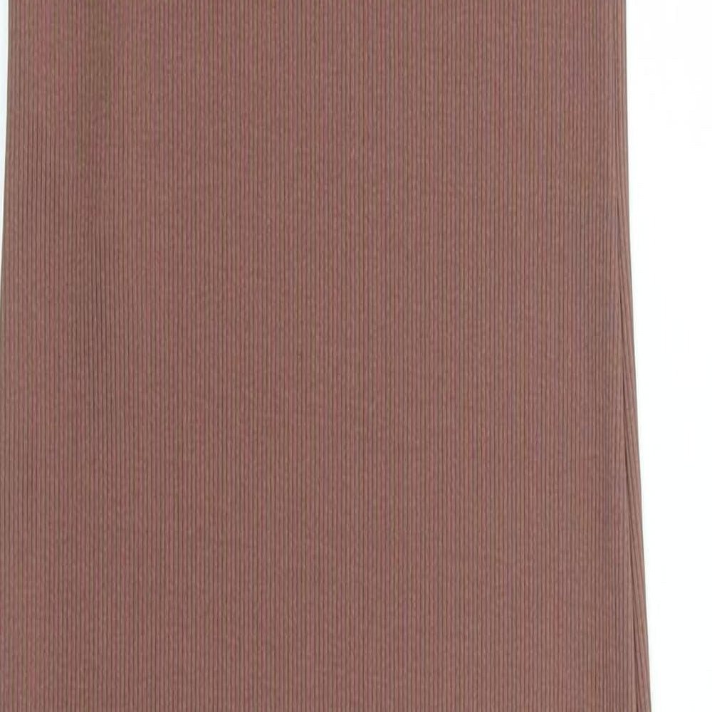 Stradivarius Womens Brown Polyester Bodycon Size M Round Neck Pullover