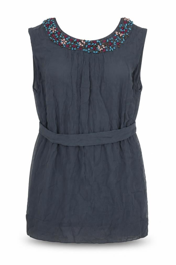 Womens UK Size 6 French Connection Grey Silk Blouse