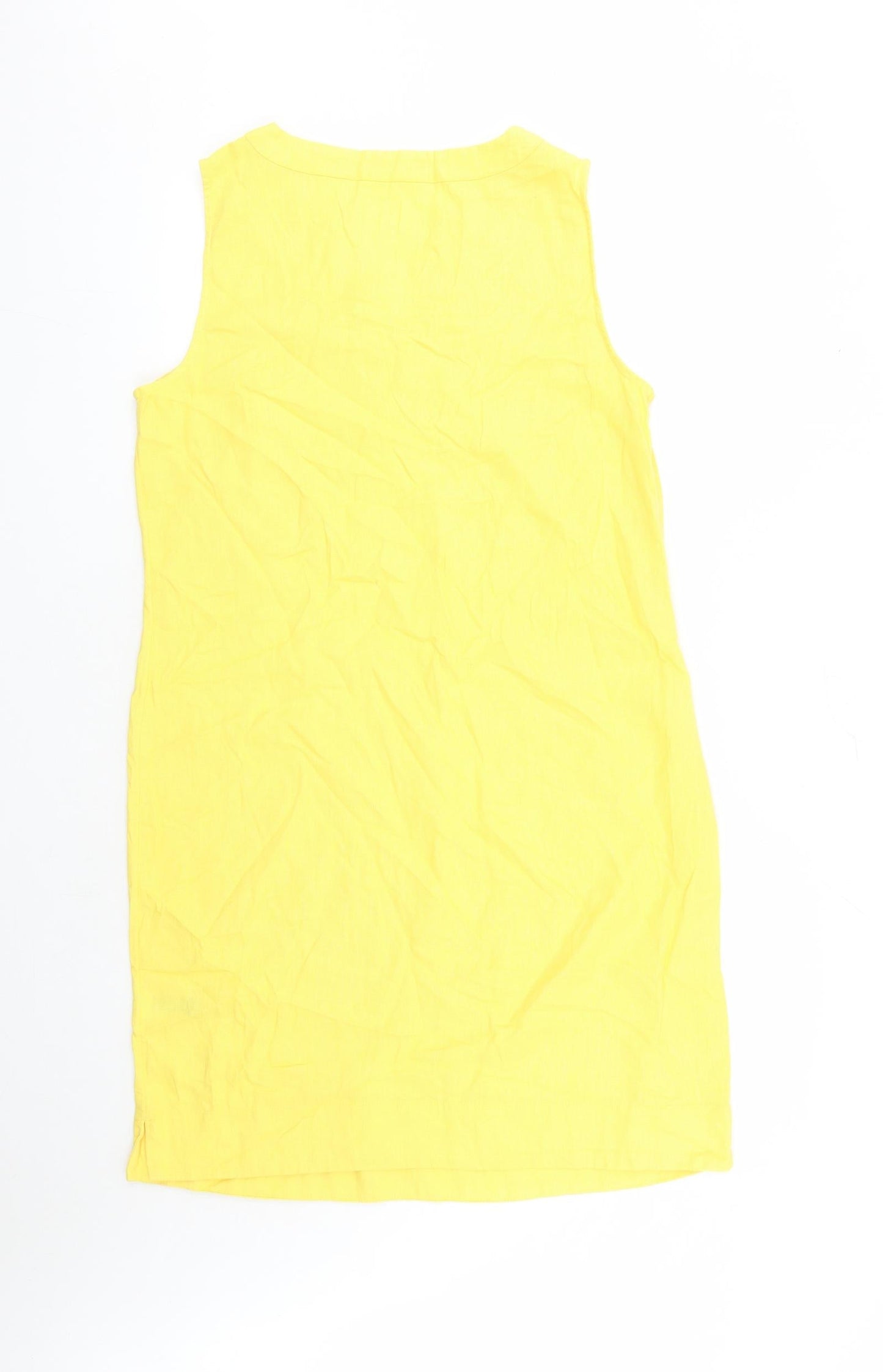 Marks and Spencer Womens Yellow Flax A-Line Size 12 V-Neck Pullover