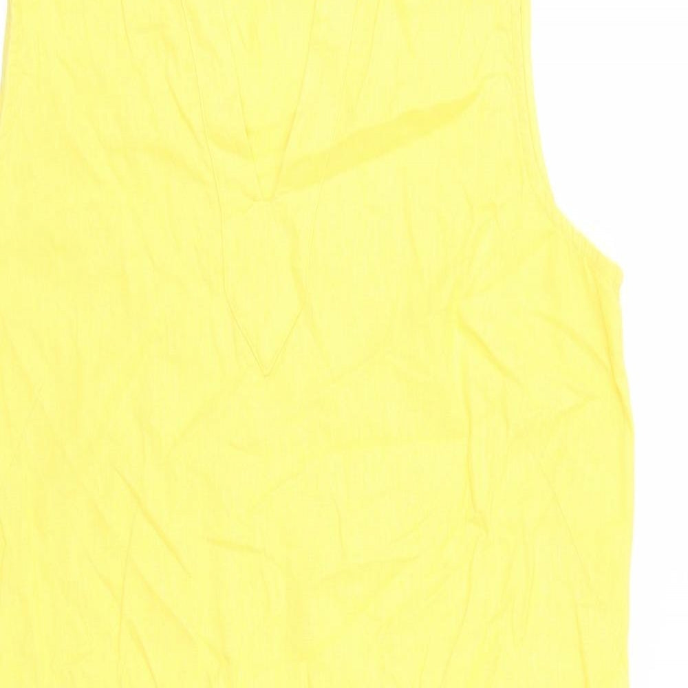 Marks and Spencer Womens Yellow Flax A-Line Size 12 V-Neck Pullover