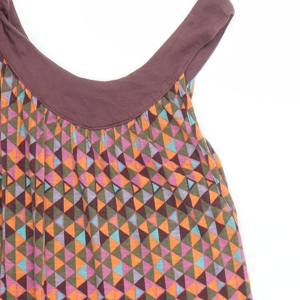 La Redoute Womens Multicoloured Geometric Viscose Basic Tank Size 10 Round Neck