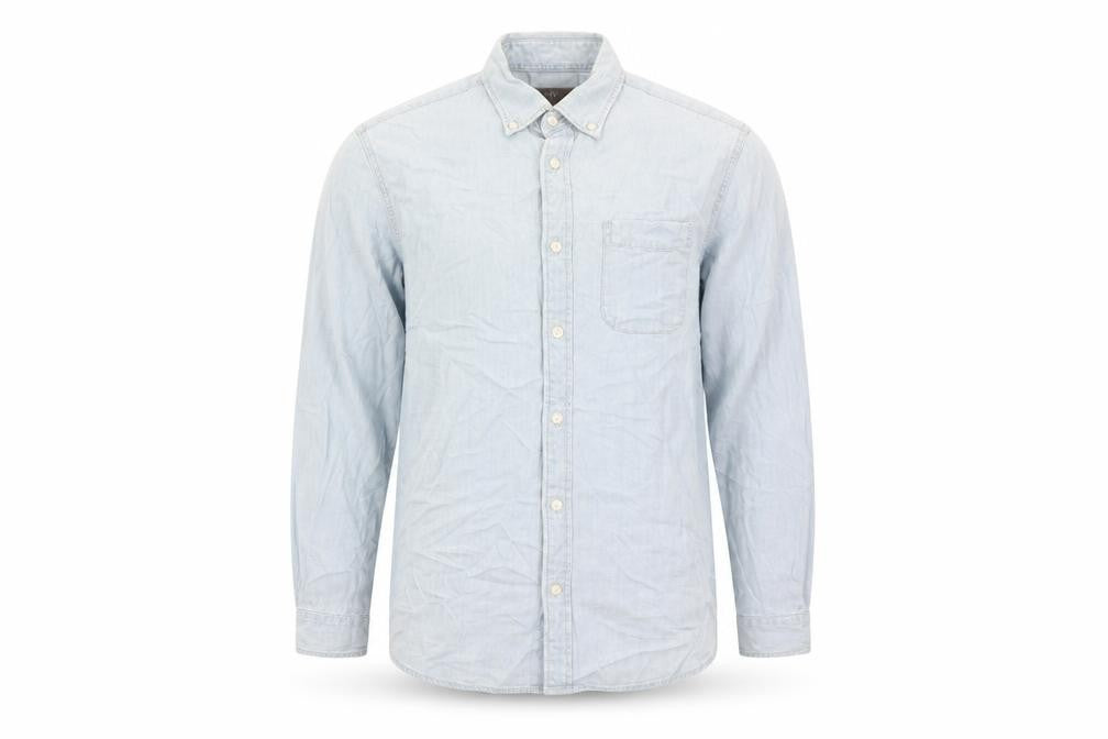 Marks and Spencer Mens Blue Cotton Button-Up Size S Collared Button