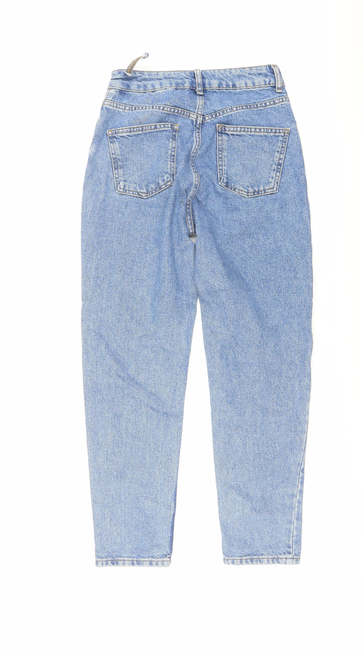 Topshop Womens Blue Cotton Mom Jeans Size 26 in L26 in Regular Button