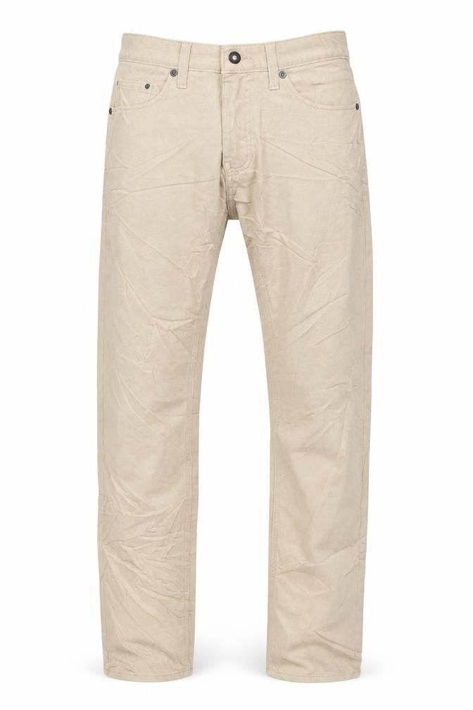 Marks and Spencer Mens Beige Cotton Straight Jeans Size 30 in L33 in Slim Button