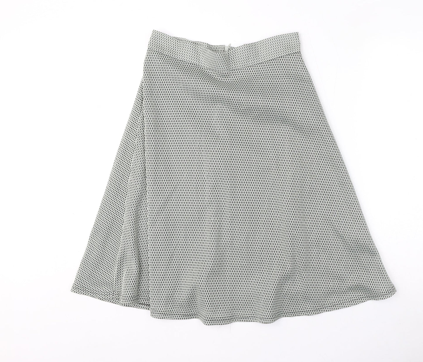 Topshop Womens White Geometric Polyester Flare Skirt Size 12 Zip