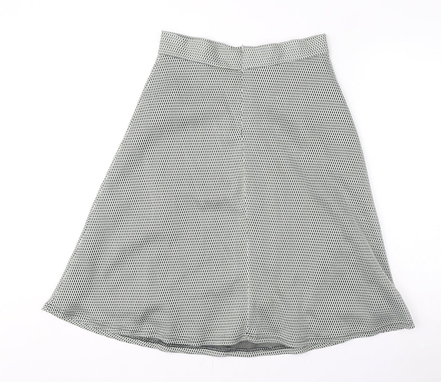 Topshop Womens White Geometric Polyester Flare Skirt Size 12 Zip