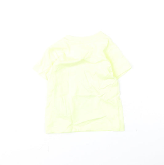Marks and Spencer Girls Yellow Cotton Basic T-Shirt Size 3-6 Months Round Neck Snap - Bunny, Love Summer