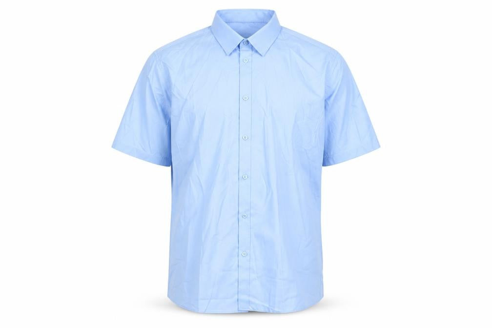 Marks and Spencer Mens Blue Polyester Button-Up Size 16 Collared Button