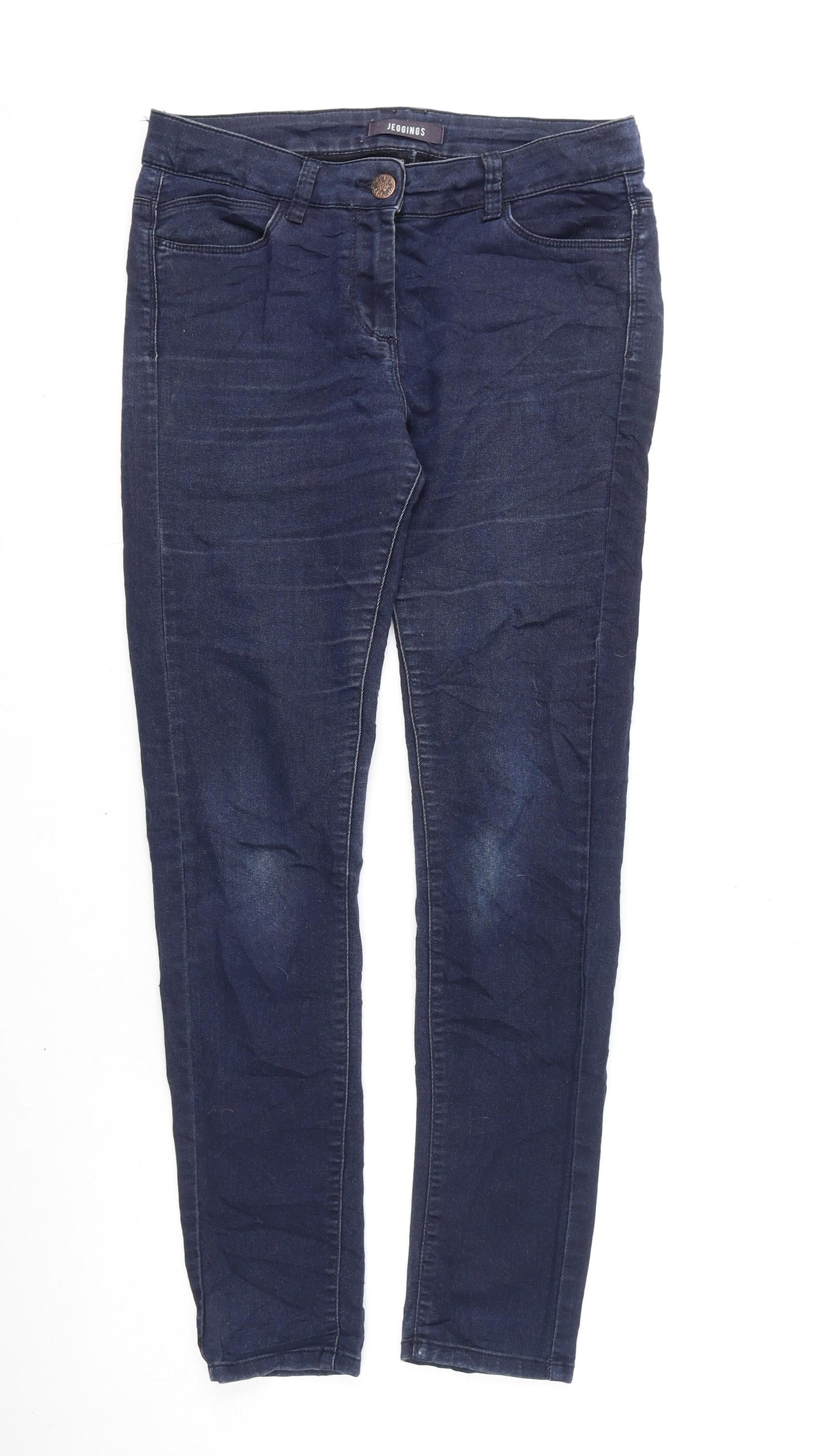 Marks and Spencer Womens Blue Cotton Jegging Jeans Size 10 L28 in Regular Zip