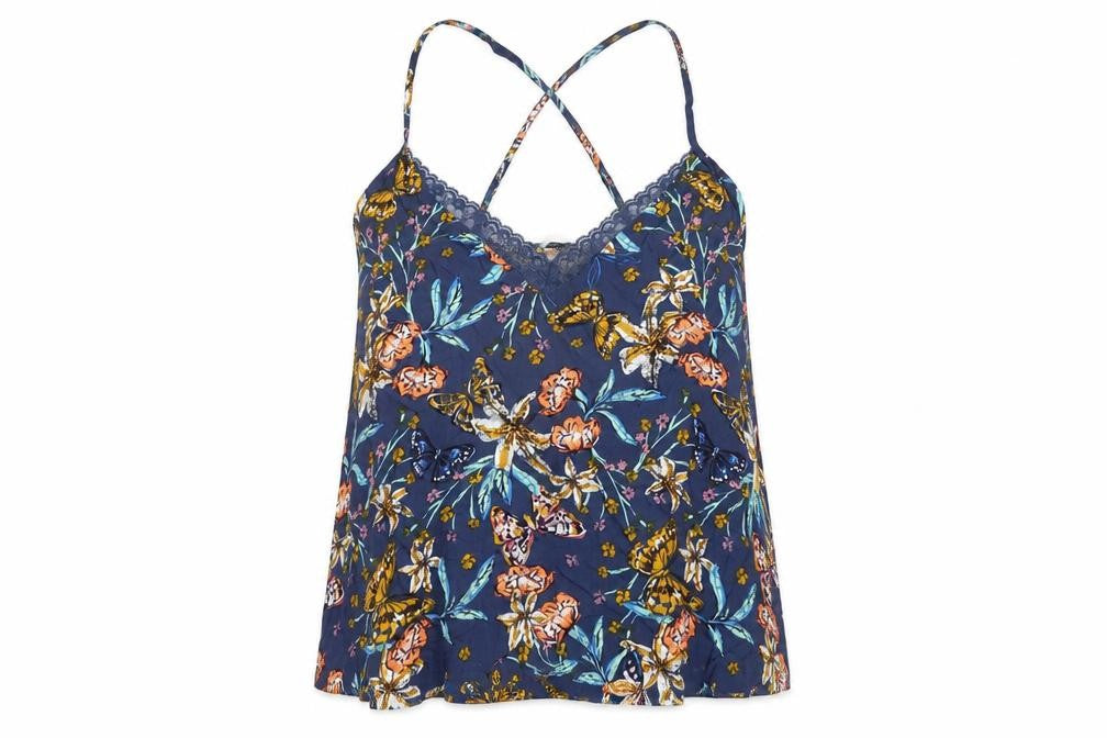 Marks and Spencer Womens Multicoloured Geometric Viscose Top Pyjama Top Size 18 - Butterfly Floral Print
