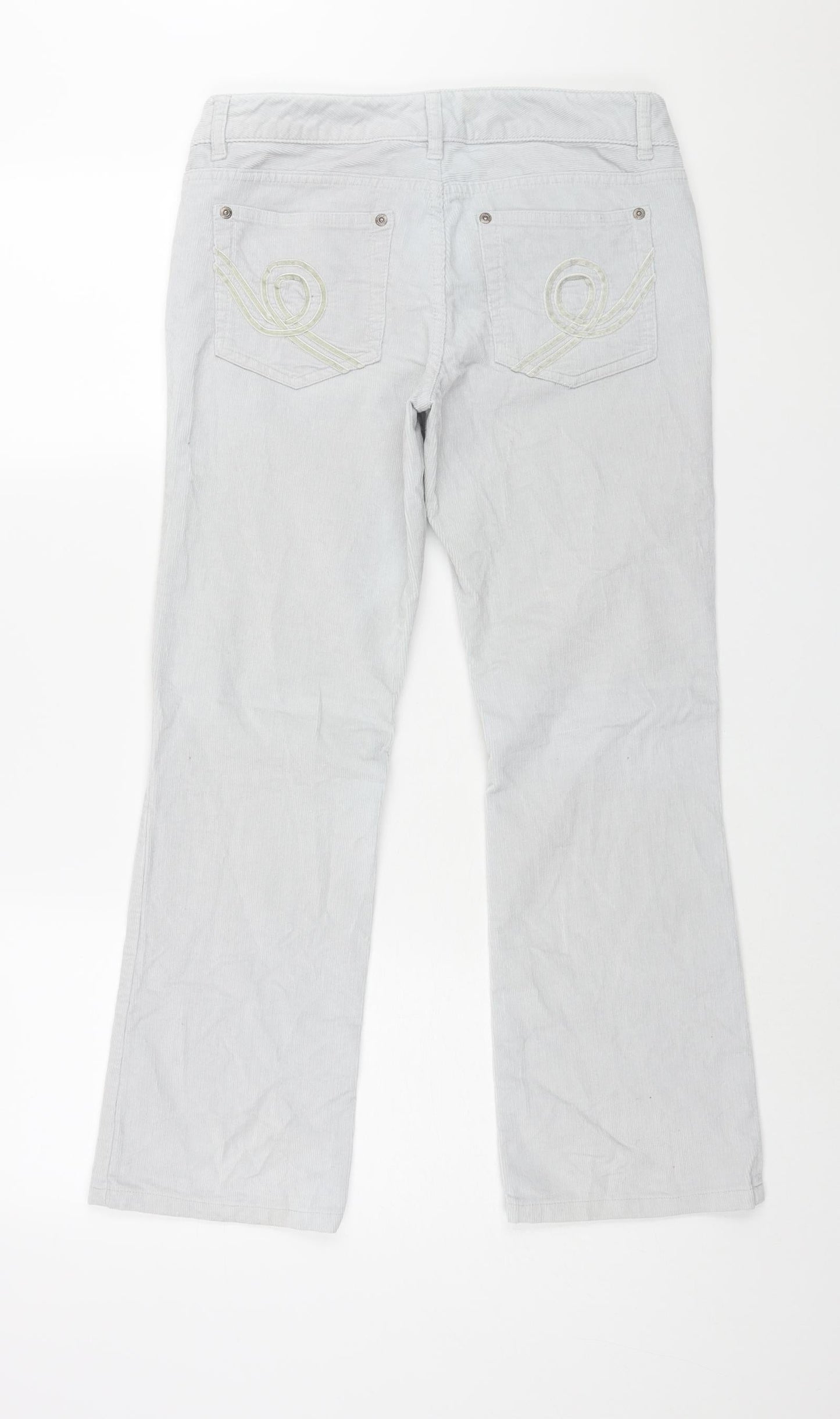 Marks and Spencer Womens Grey Cotton Trousers Size 10 L27 in Regular Zip