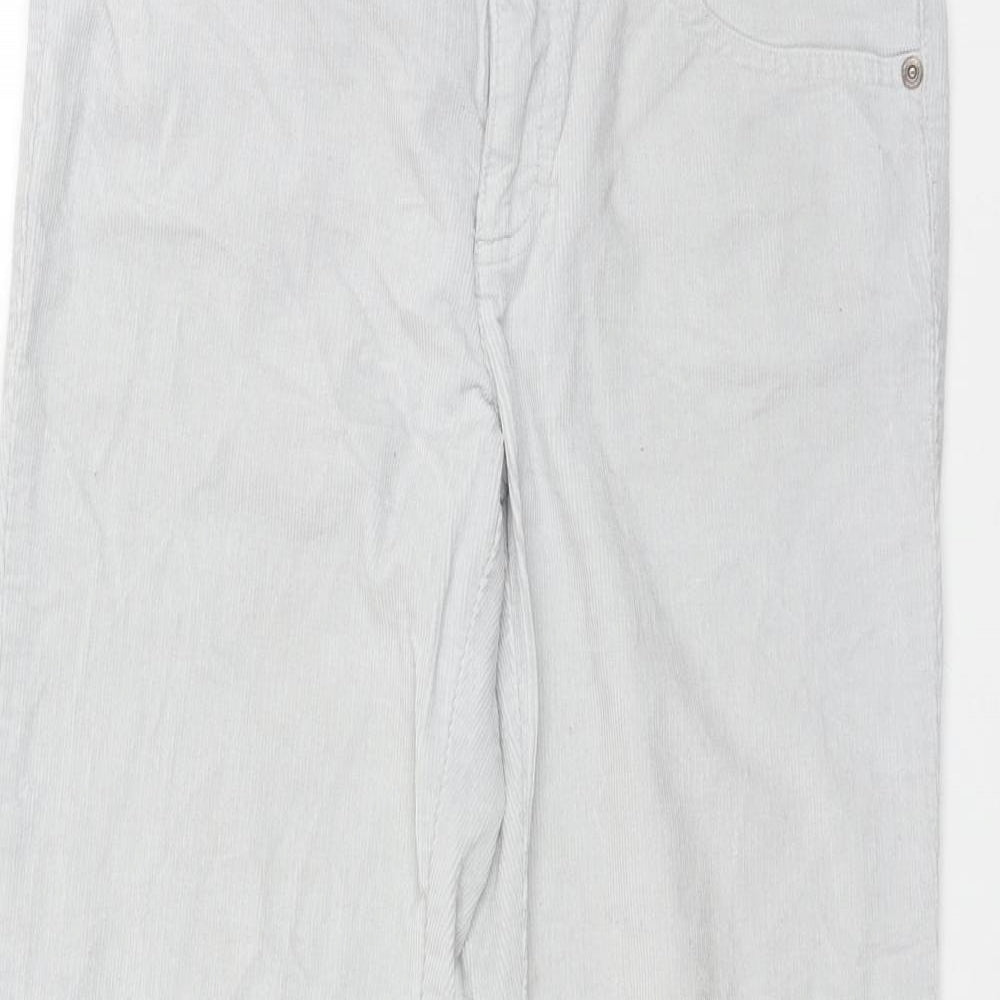 Marks and Spencer Womens Grey Cotton Trousers Size 10 L27 in Regular Zip