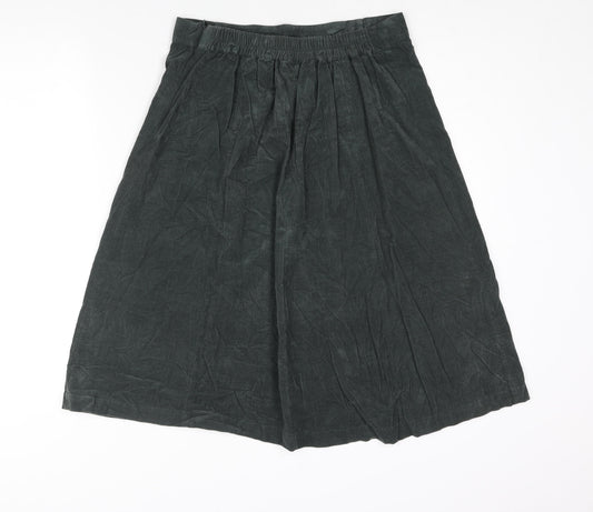 Patra Womens Green Cotton A-Line Skirt Size L Zip - Plait Waistband Detail