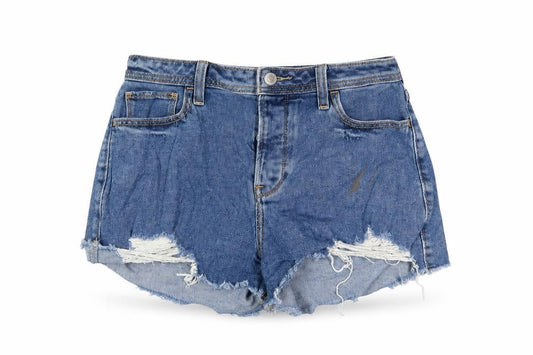 Hollister Womens Blue Cotton Basic Shorts Size 28 in Regular Zip - Distressed, Pockets