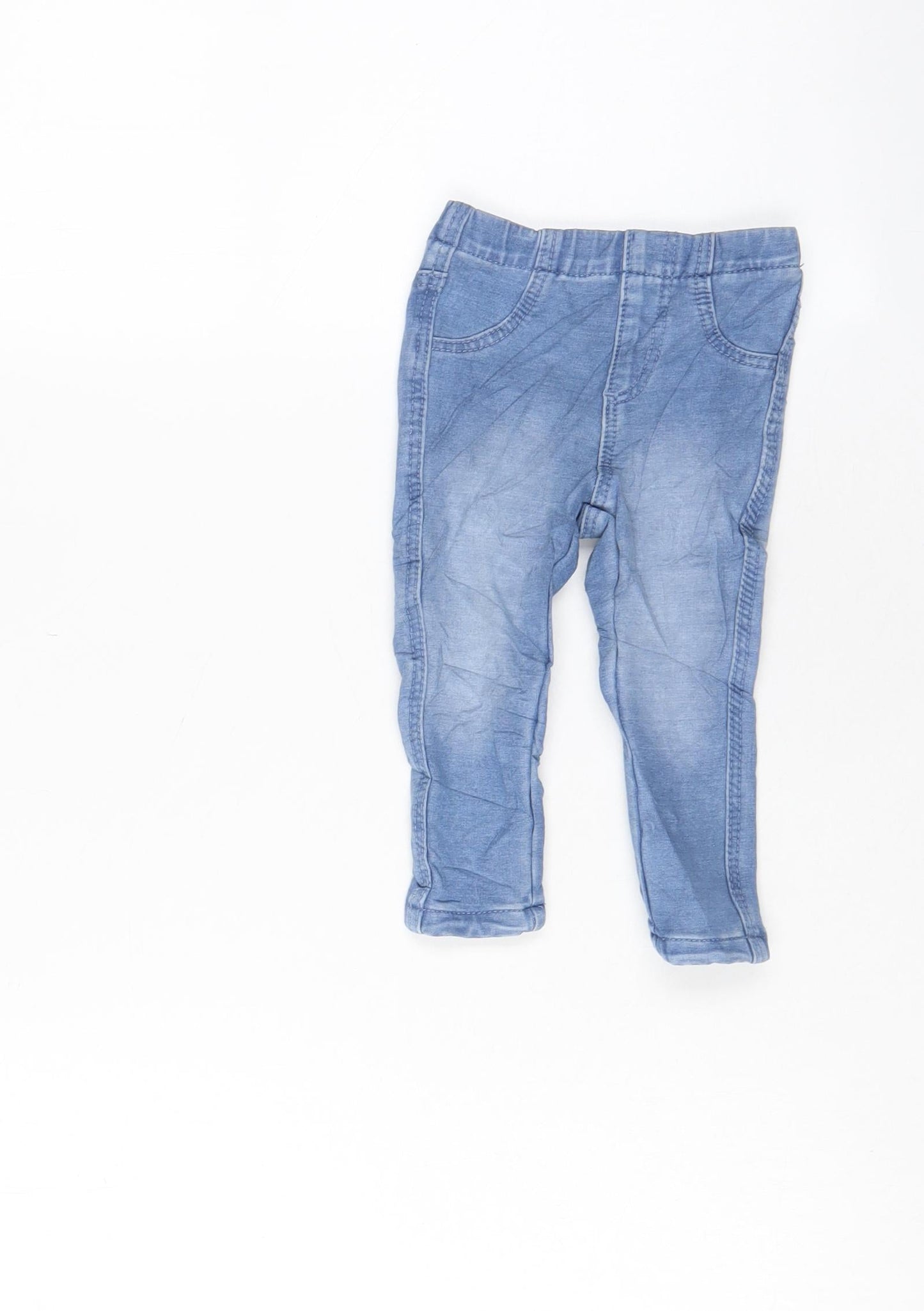 Denim & Co. Girls Blue Cotton Capri Jeans Size 6-9 Months Pullover