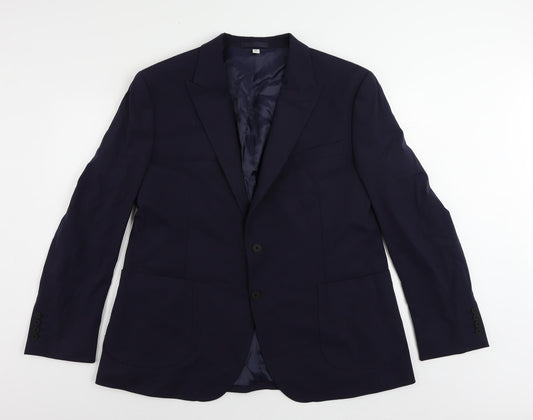 Autograph Mens Blue Polyamide Jacket Suit Jacket Size 46 Regular
