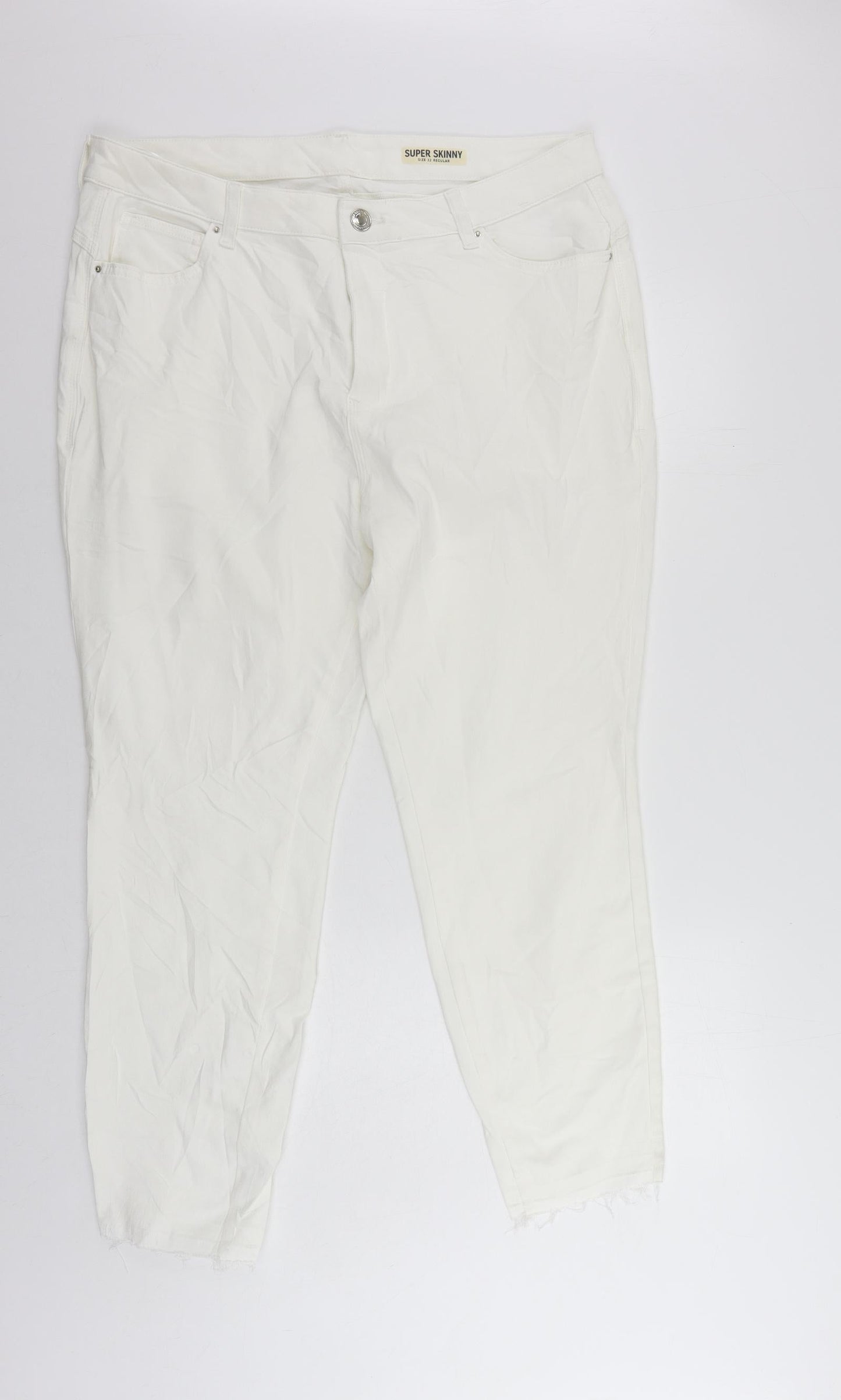 Marks and Spencer Womens White Cotton Skinny Jeans Size 22 L27 in Regular Zip