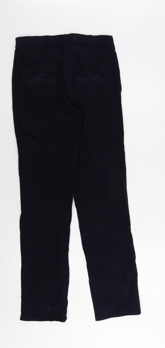 Marks and Spencer Womens Blue Cotton Straight Jeans Size 8 L30 in Regular Zip
