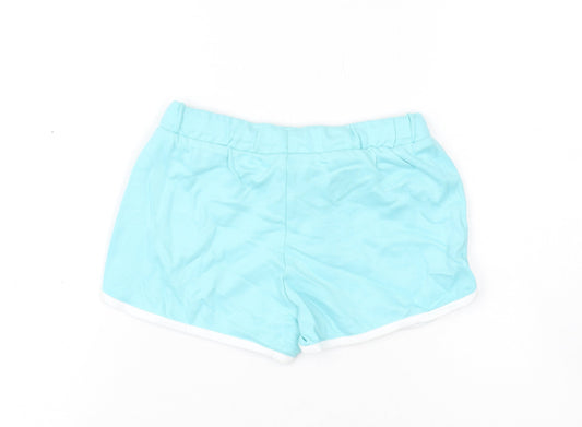 Marks and Spencer Girls Blue Cotton Bermuda Shorts Size 5-6 Years Regular Drawstring