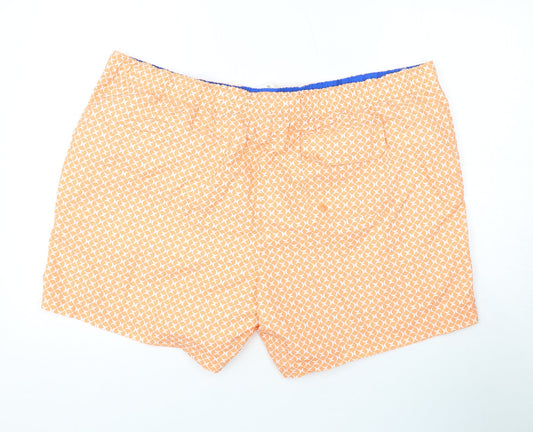 Marks and Spencer Mens Orange Geometric Polyester Bermuda Shorts Size 3XL L6 in Regular Drawstring